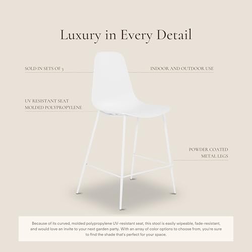 POLY & BARK Isla Modern Kitchen Chairs Set of 4 - Plastic Dining Chair with Metal Legs