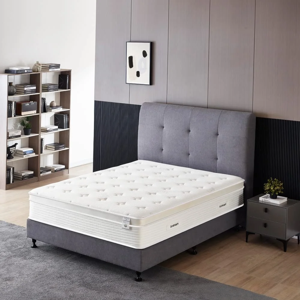 Full Size Mattress - 12 Inch Cool Memory Foam & Spring Hybrid Mattress - Euro Top - Medium Firm - Oliver & Smith