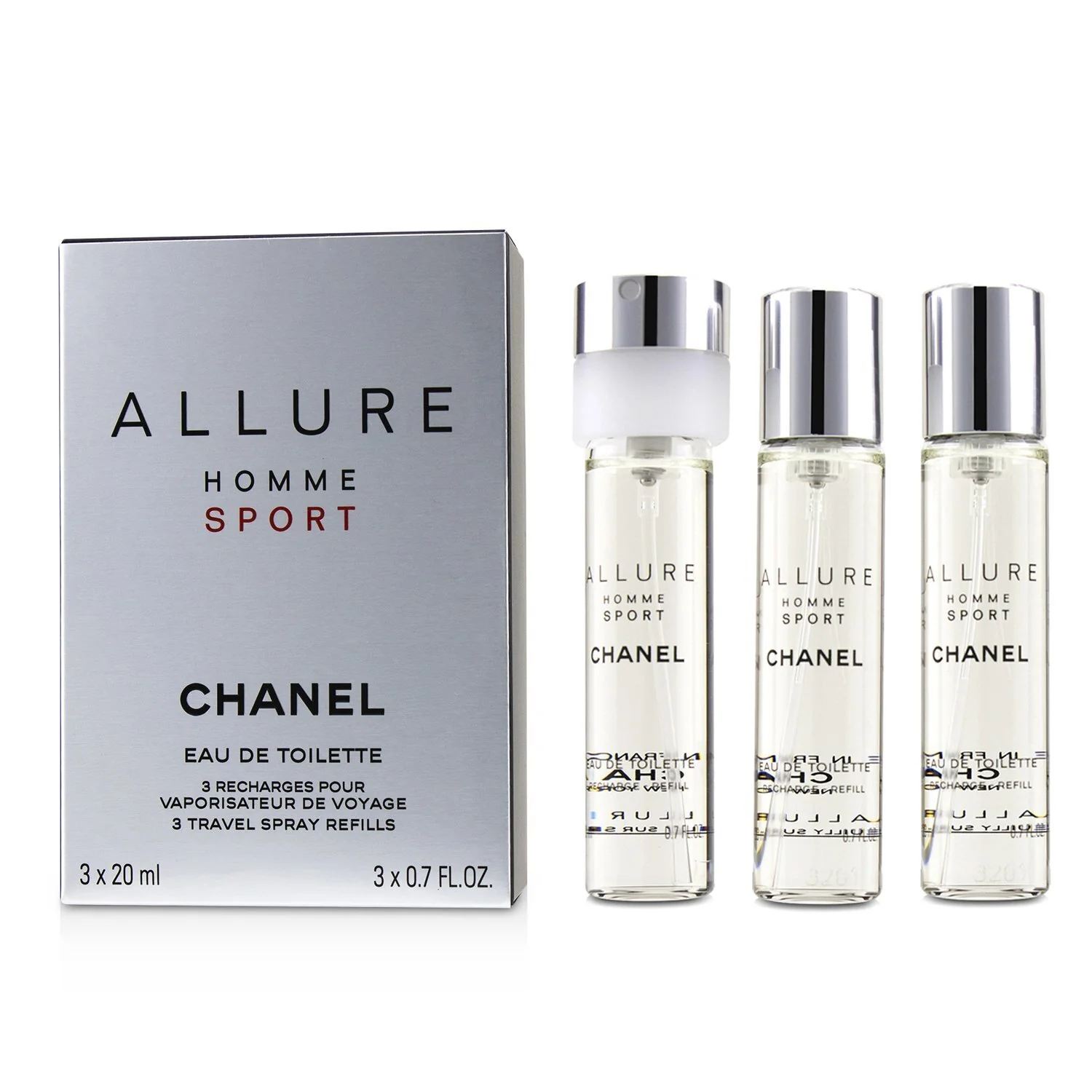 Chanel Allure Homme Sport Eau De Toilette Travel Spray Refills (3 Refills) 3x20ml/0.7oz