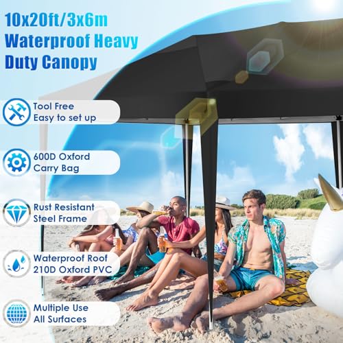 COBIZI Canopy 10x20 Pop Up Canopy Tent with 6 Sidewalls Party Tents for Parties Weddings Backyard Waterproof Canopy Outdoor Commercial Canopy Event