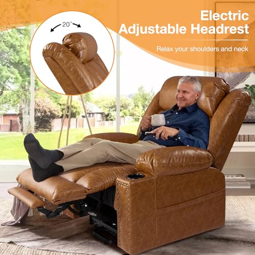 Triple Motor Large Power Lift Recliner Chair for Elderly with Heat and Massage, Lay Flat Lift Chairs for Seniors Infinite Position, Extended Footrest