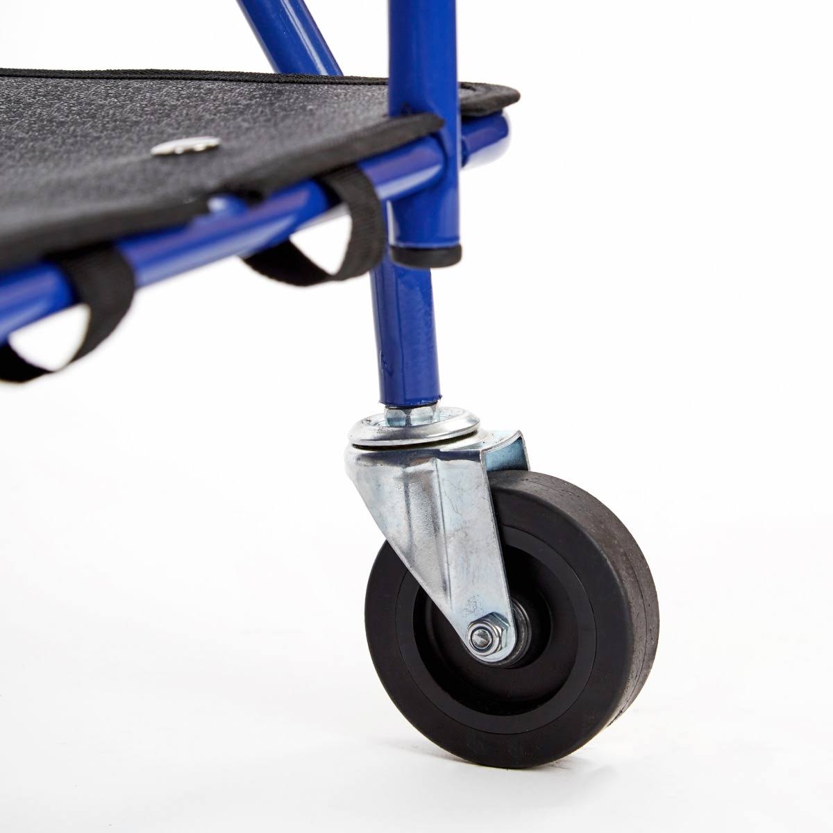 Seville Classics Folding Rolling Steel Wire Basket Trolley Grocery Shopping Cart, Blue