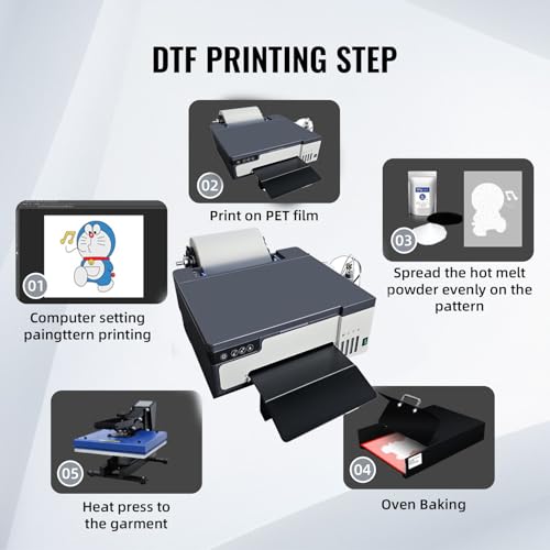 A4 DTF Printer Transfer Printing Machine T-Shirt Direct to Film DTF Transfer Printer Machine with White Ink Mixing System&Roll Feeder