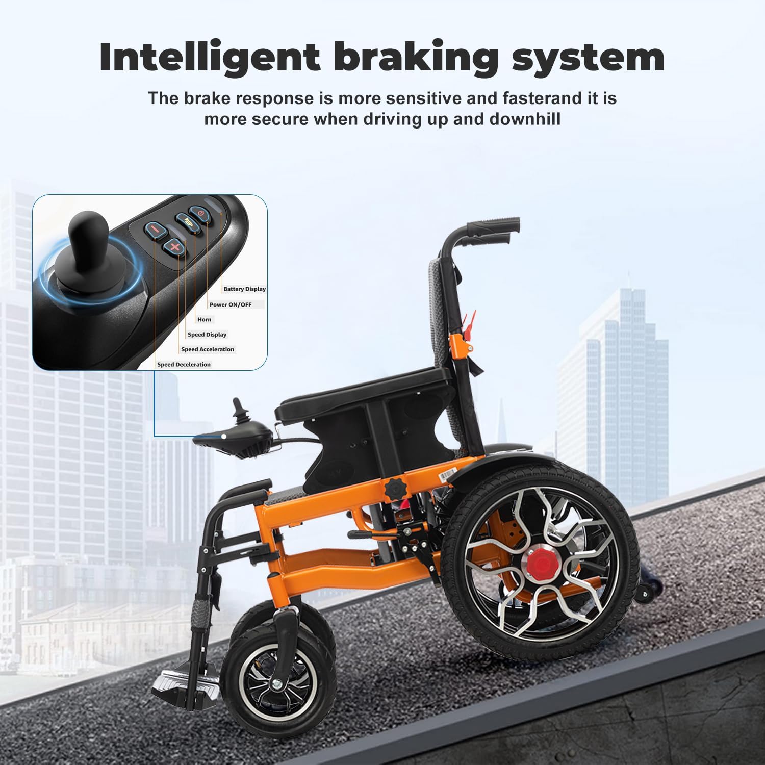 Folding Electric Wheelchair,Electric Wheelchair for Adults Seniors,20in Width Lightweight Foldable Motorized Wheelchair