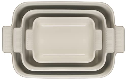 Le Creuset Stoneware Heritage Set 3 Rectangular Dishes, White