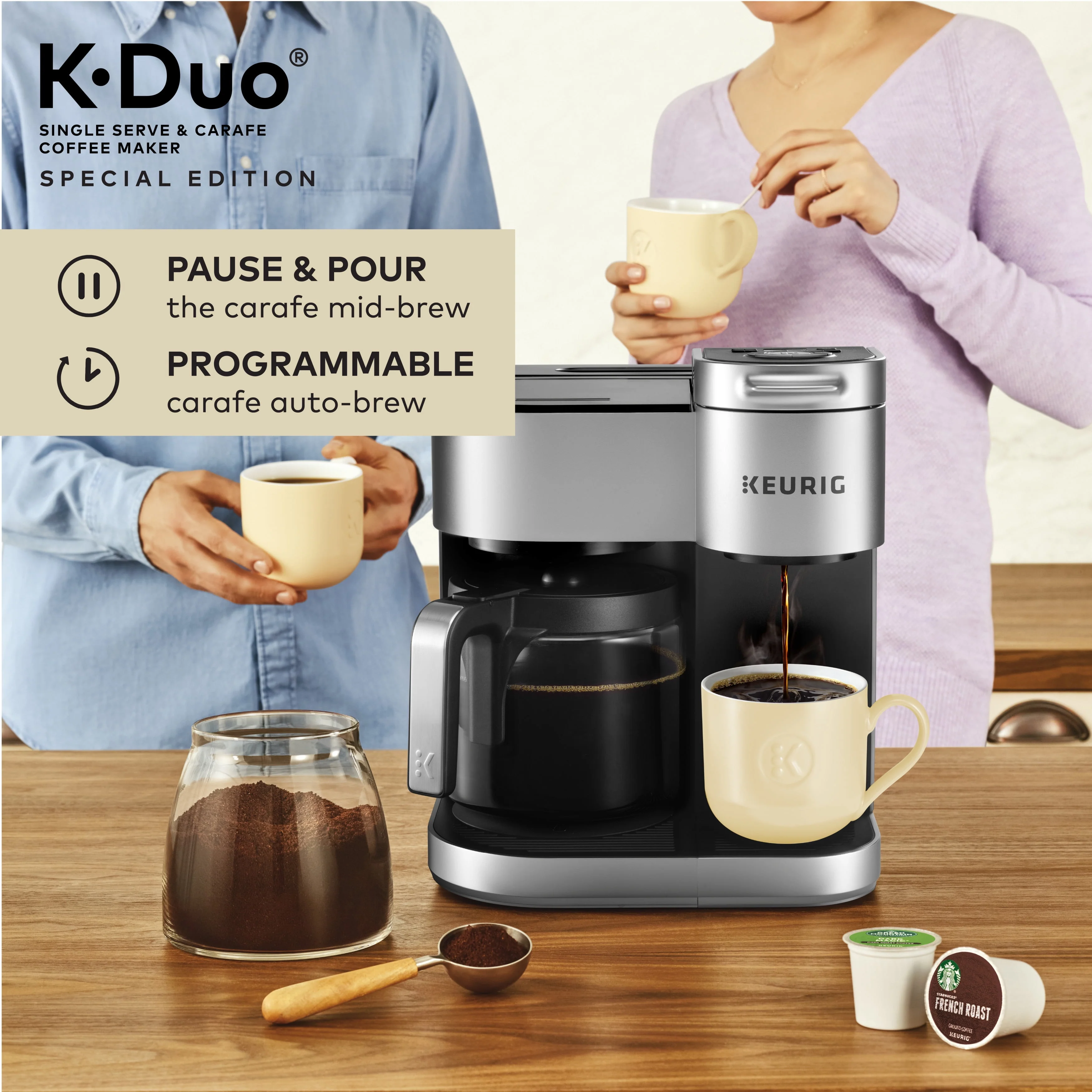 Keurig® K-Duo Special Edition Single Serve K-Cup Pod & Carafe Coffee Maker, Silver