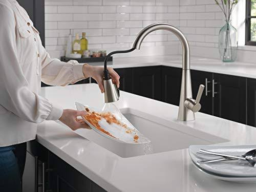 Delta 19802Z-Dst Lenta Single-Handle Pull-Down Kitchen Faucet - SpotShield Stainless, Silver