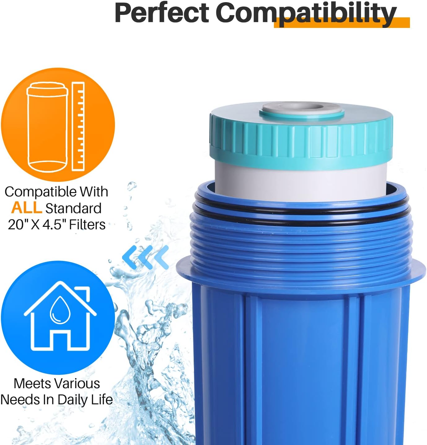 PUREPLUS 5 Micron 20 x 4.5 RFN20BB Whole House Iron & Manganese Reduce Water Filter Replacement Cartridge,1 Pack