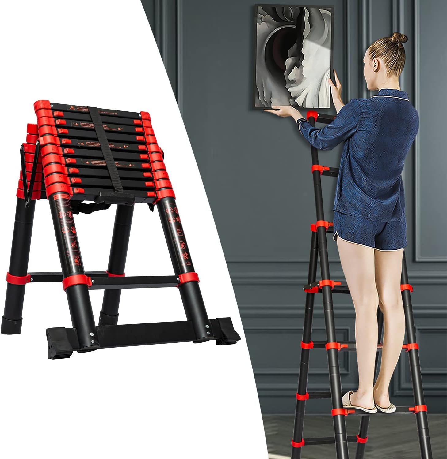 Adjustable A-Frame 9+11 Step Aluminum Telescoping Ladder