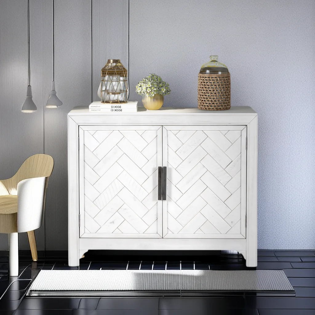 40 inch Accent Cabinets with Unique Design Doors,Small Storage Cabinet with Adjustable Shelves,Sideboard Buffet Cabinet Suitable for Entryway