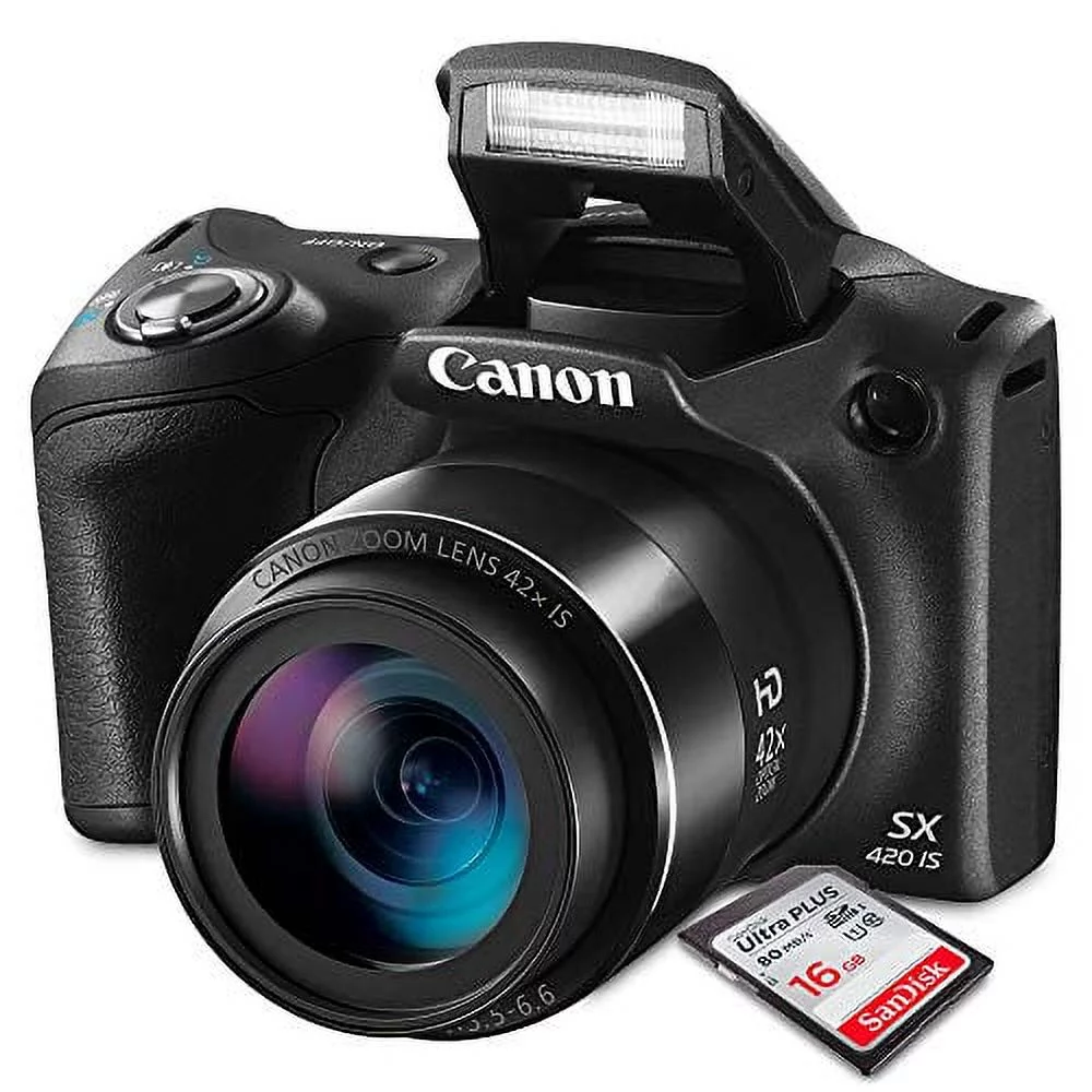 Canon PowerShot SX420 IS (Black) with 42x Optical Zoom and Built-In Wi-Fi Digital Camera & 16GB SDHC - Curated Treasures Market