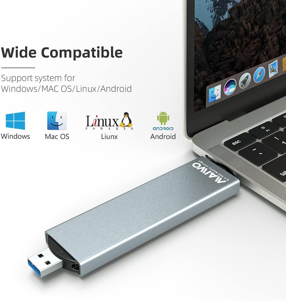 MAIWO M.2 NVME/SATA SSD Enclosure Adapter Reader,USB 3.0&Type-C ,NVMe 10GBps, SATA 6GBps.Support M Key/B&M Key Solid Status Drive,Aluminum Shell