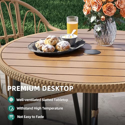 YITAHOME 5 Pieces Outdoor Patio Dining Table Chair Set,Wicker Patio Dining Set,Outdoor Rattan Dining Table Set for Patio, Backyard, Balcony