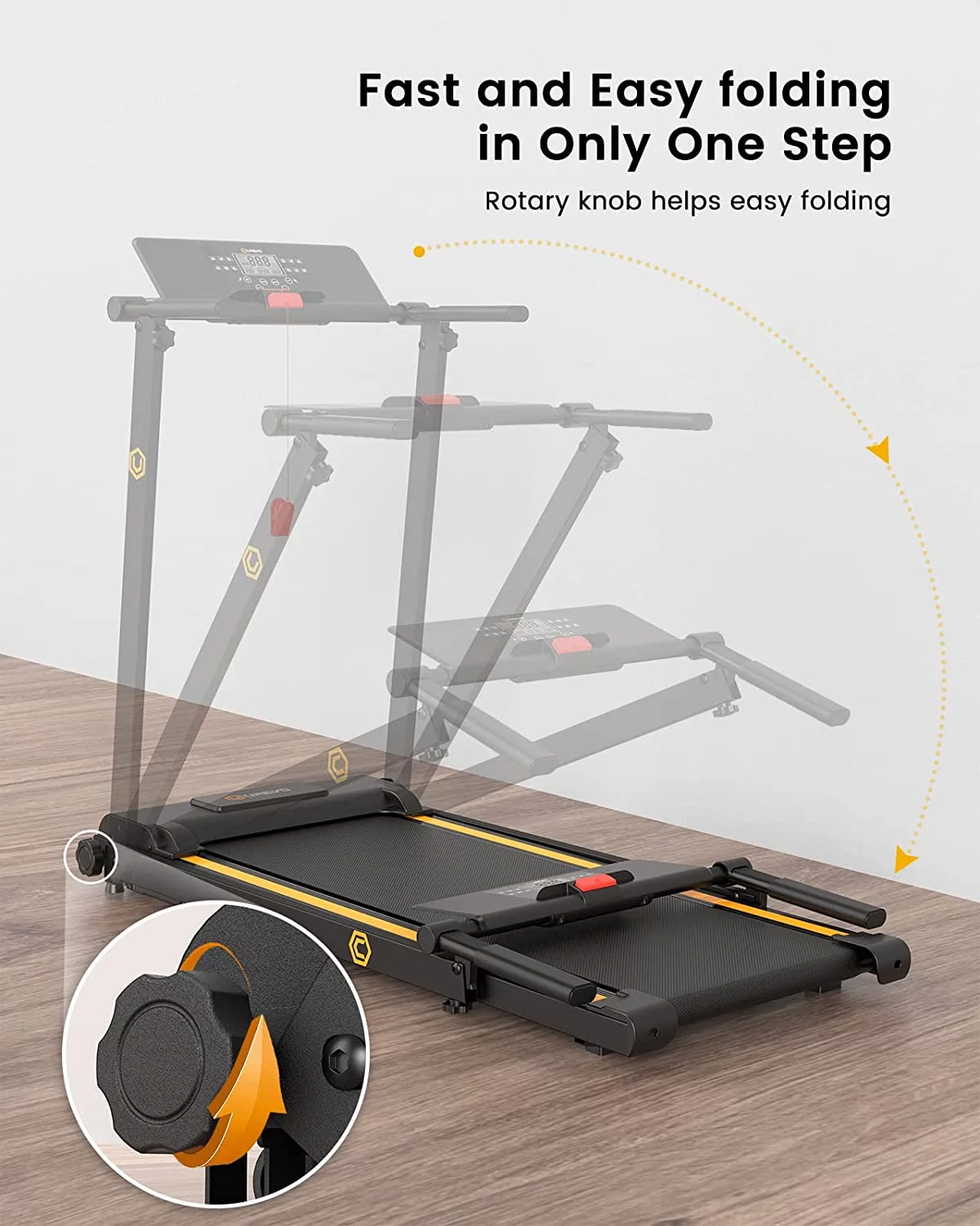 UREVO Folding Treadmill, 2.25HP Portable Mini Treadmills for Home Office, Compact Threadmill with 12 HIIT Modes, LCD Display, 265 lbs Capacity