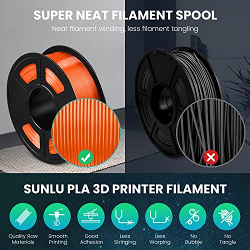 SUNLU 3D Printer Filament Bundle, PLA Plus Filament 10KG 1.75mm, Neatly Wound Filament for Most 3D Printer, 10 Colors, 1kg Spool