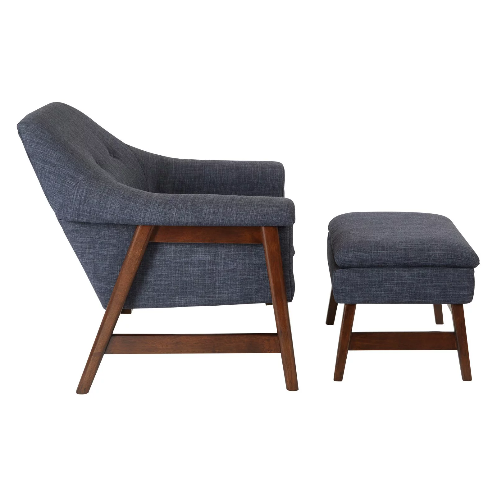 OSP Home Furnishings Flynton Chair & Ottoman in Green Fabric with Medium Espresso Frame ASM - Curated Treasures Market