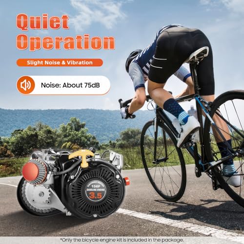 100cc Bicycle Engine Kit, 3.5HP 2 Stroke Motorized Bike Kit, Single Cylinder Air-cooling Gas Petrol Motorized Bike Engine for 26-28" Bikes