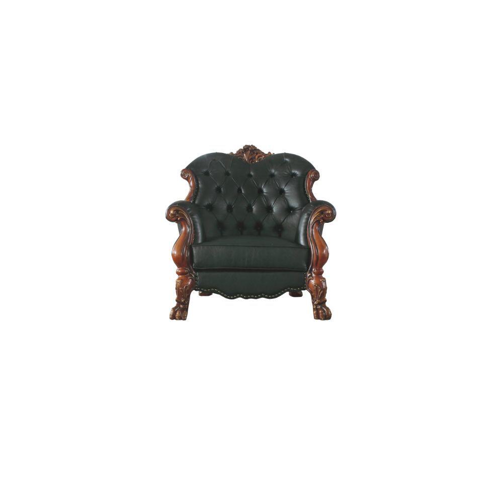 Luxury Vintage Cherry Oak & Black PU Dresden Sofa Set 3 P 58230 ACME Traditional