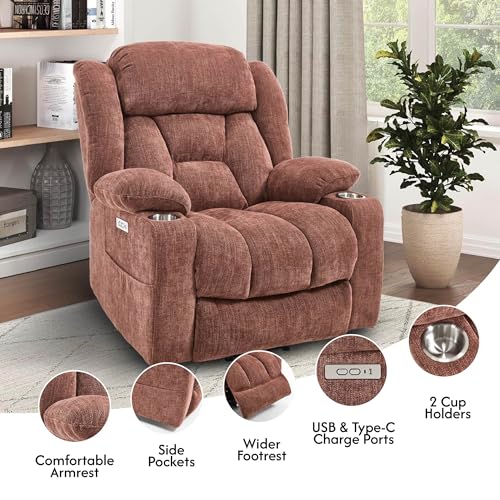 FLEXISPOT XL31 Power Lift Recliner Chair for Elderly, Electric Lift Chair with Massage & Heat, PU Leather Reclining Sofa w/Cup Holders