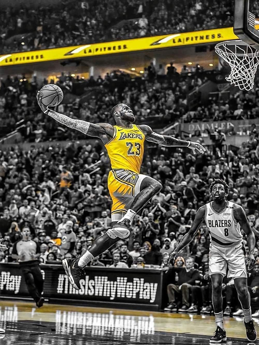 JUSTBR Canvas Wall Art Basketball Players Pictures Painting Sports Posters Artwork Home Decor for Basketball Fan Memorabilia Gifts Living Room