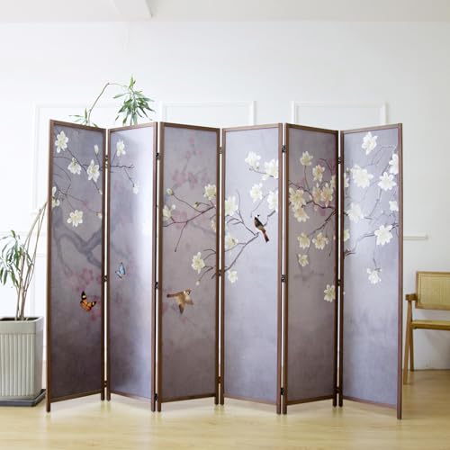 6 Panel Room Divider Screen,Double Faced Room Divider Folding Wall Divider for Room Separation,Mountains and Waters Landscape,67" H x 94.5" W