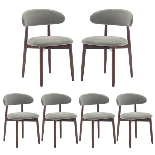 COLAMY Wooden Dining Chairs Set of 4, Modern Fabric Upholstered Dining Room Chair, Farmhouse Kitchen Chairs with Foot Pegs, Green