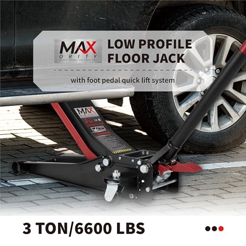 3-Ton (6600lbs) Low-Profile Dual Pistons Heavy-Duty Steel Racing Floor Jack with Quick Lift Hydraulic Pump