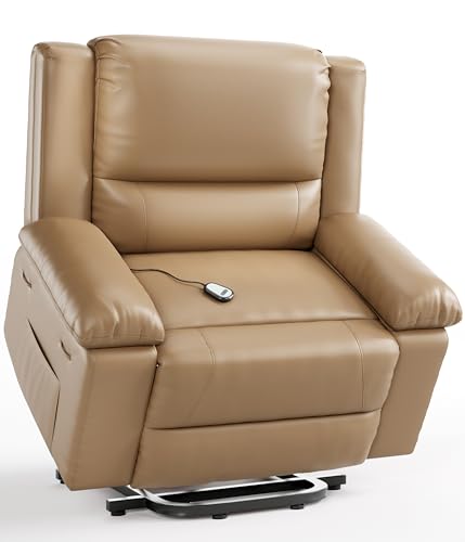 GarveeHome Power Lift Recliner Chair - Heat and Massage, Faux PU Electric Lift Recliner for Elderly & Mobility Impaired, Adjustable Back and Legs