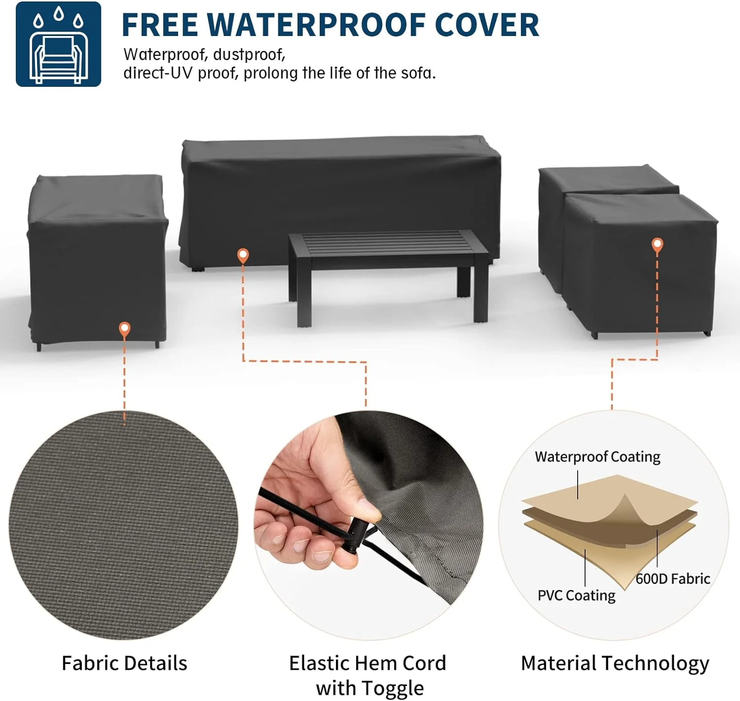 UDPATIO Aluminum Patio Furniture Set, Metal Patio Furniture Outdoor Couch, Aluminum Patio Chairs