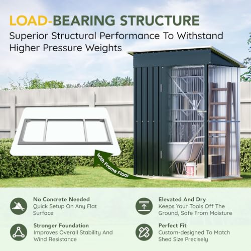 6x4FT Outdoor Steel Storage Shed with Clear Window, Lockable Doors, Weather-Resistant Metal Tool Shed for Garden, Backyard, Patio, and Utility Storage