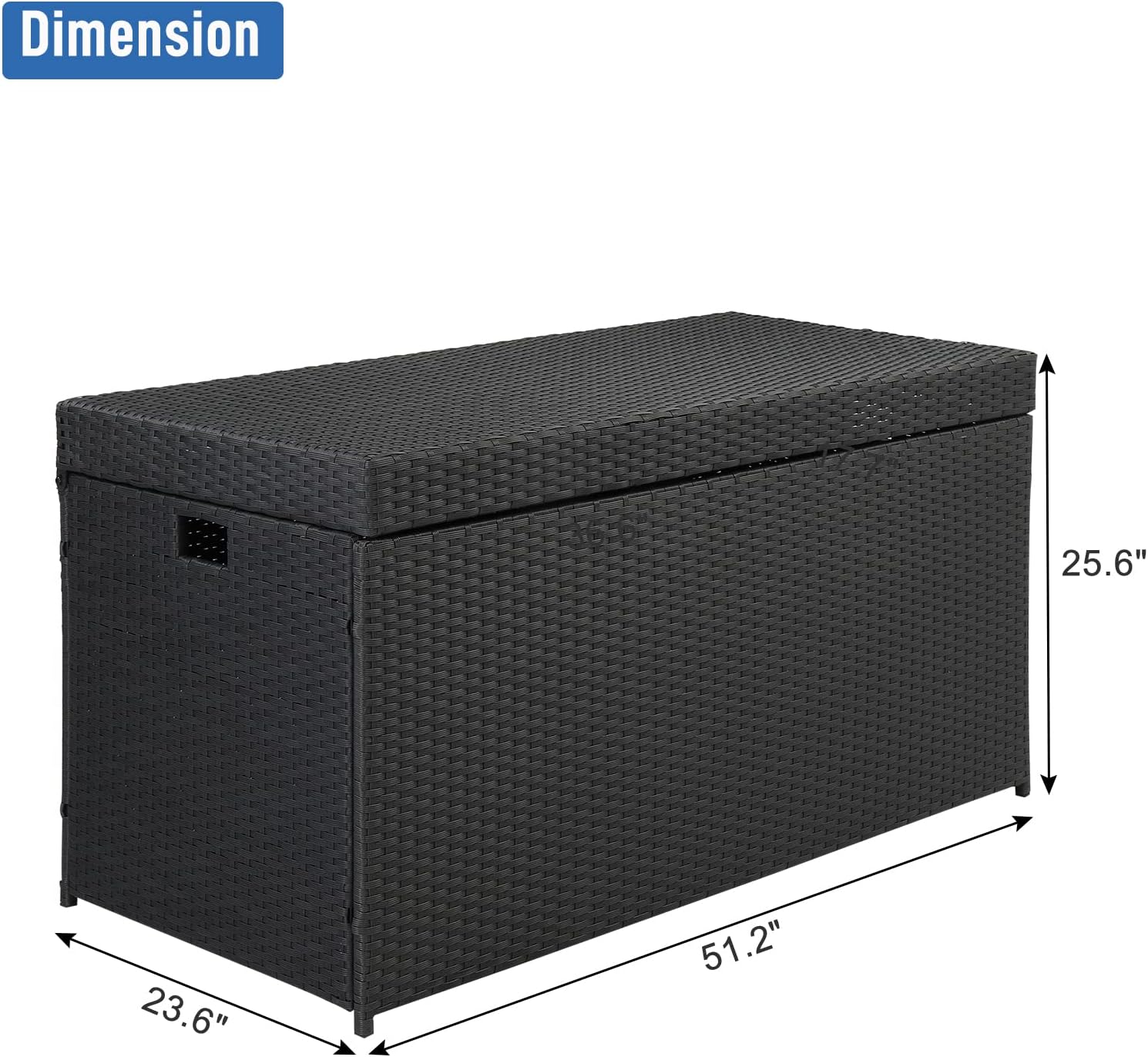 132 Gallon Large Deck Box - PE Rattan Indoor Outdoor Storage Box - Wicker Storage Basket with Lid - Deck Bin with Handle