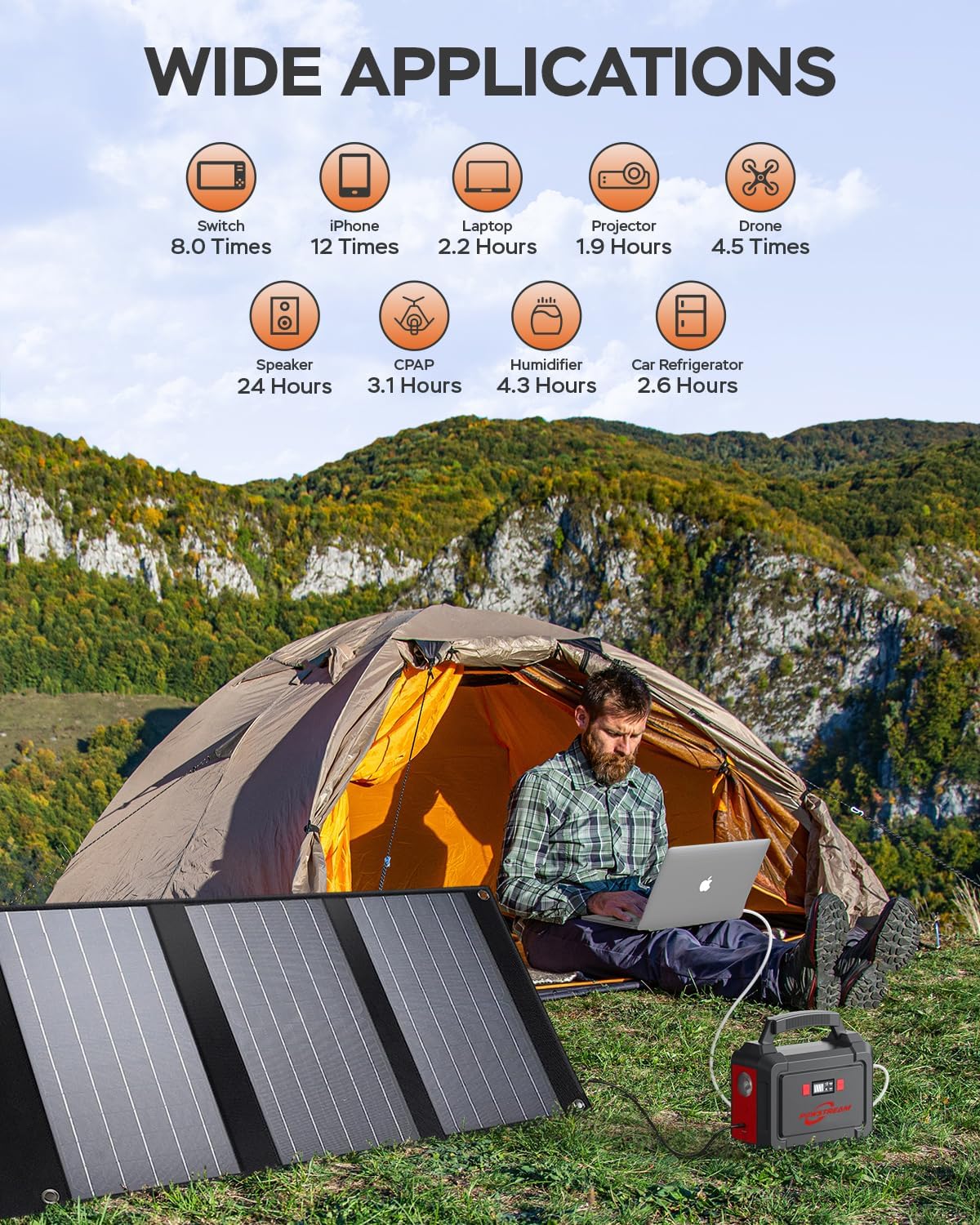 POWSTREAM-167Wh-Portable-Power-Station-Outdoor-Camping-Solar-Generators