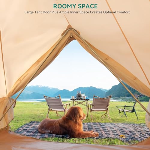YITAHOME Canvas Bell Yurt Tents - 4 Season Waterproof Glamping Tents w/Stove Jack for Family Camping, Hunting, Parties - 13/16.4/20FT