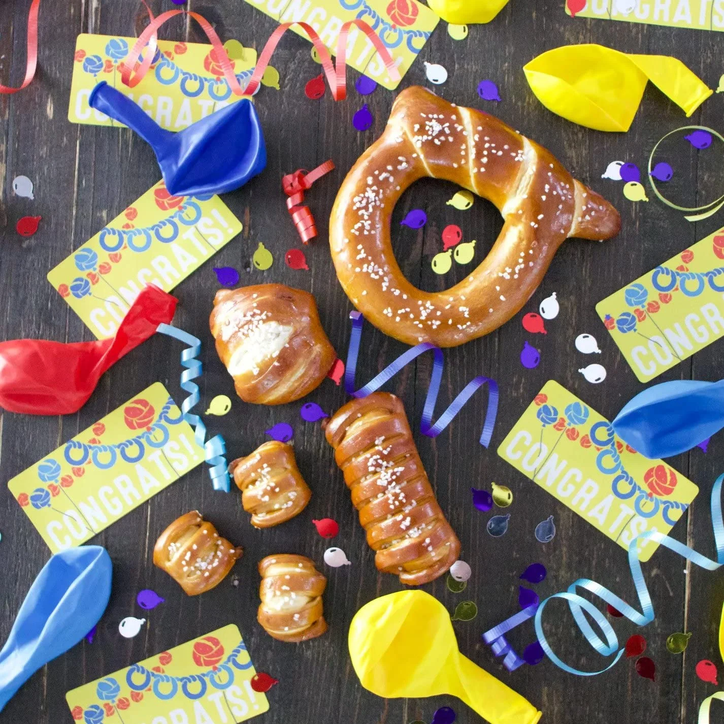 Ultra "ngratulations" Gourmet Gift Box, Artisanal Soft Pretzel Snack Pack, With Gourmet Sauce & Toppings