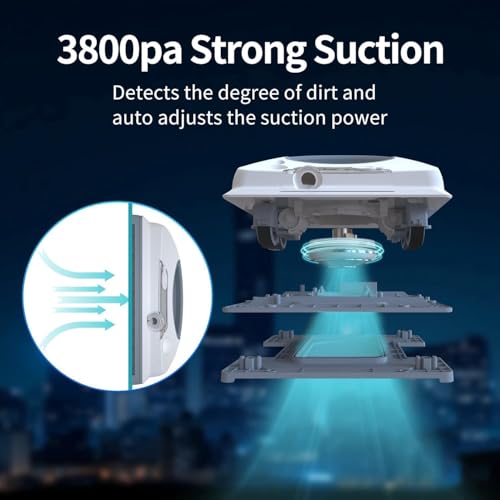 FMART Window Cleaner Robot Double-Sided Spray Water, 3800Pa Strong Suction Smart Window Cleaning Robot