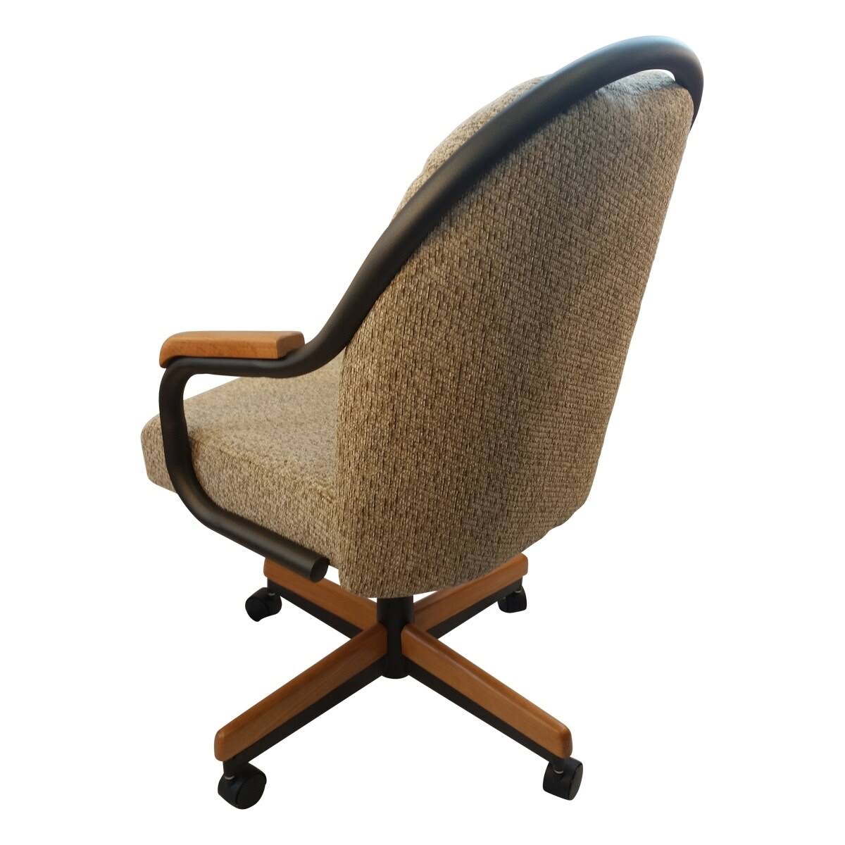 Caster Chair Company Bently Swivel Tilt Caster Arm Chair in Wheat Tweed Fabric