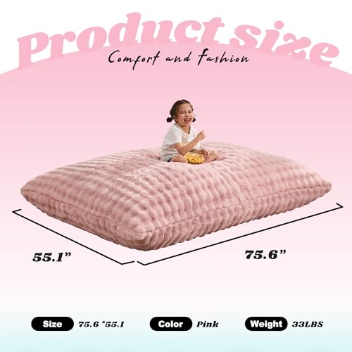Hobestluk 3 in 1 Bean Bag Chair Giant Bean Bag Chairs Convertible Bean Bag Floor Cushion with Machine Washable Cover