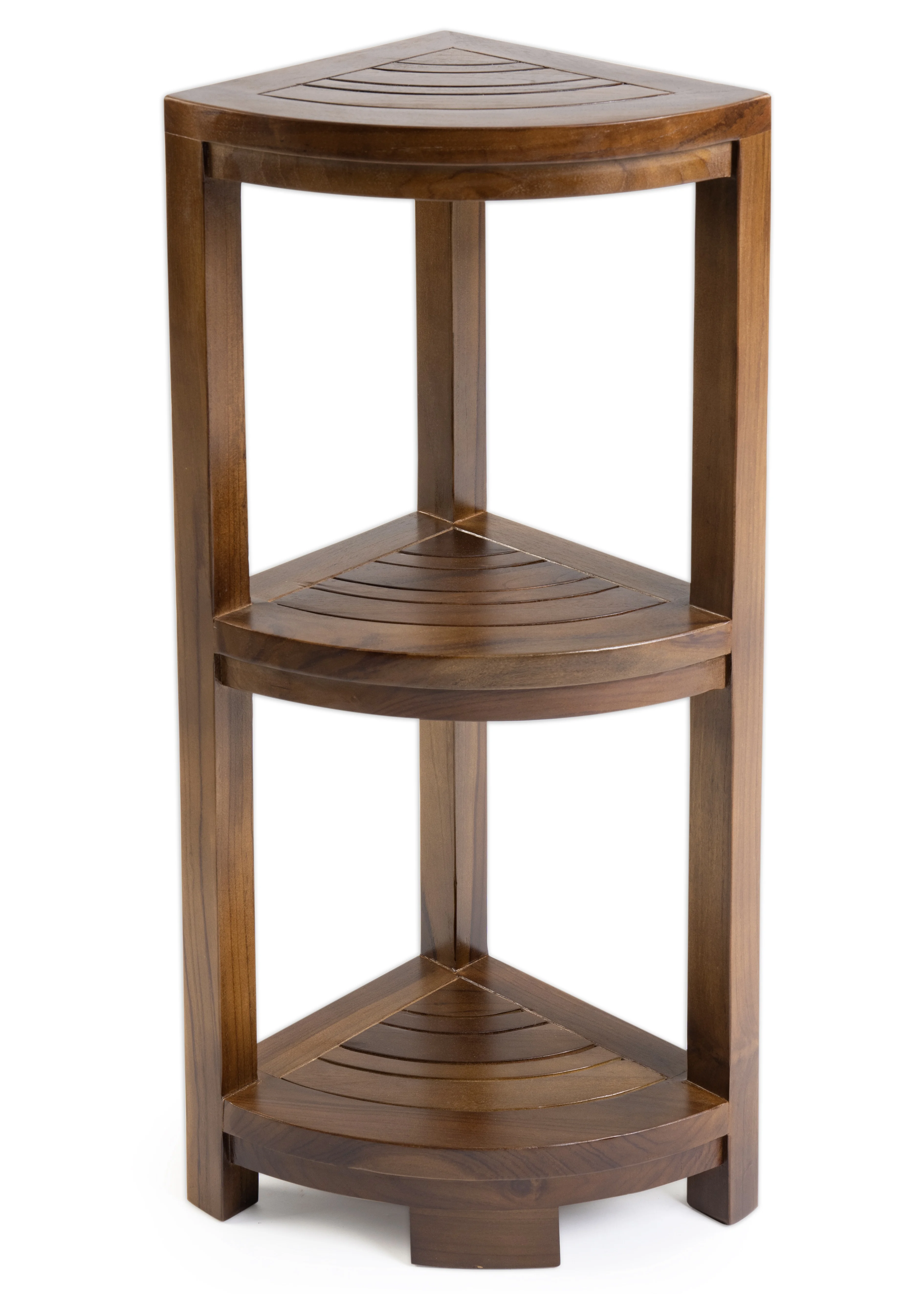 ALATEAK Corner Teak Wood Bath Spa Shower Stool Corner Shelf Storage Fully Assembled