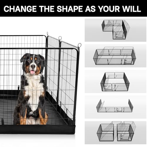 PJYuCien Dog Playpen Plus Storage Bag, 32" H 8 Panels Puppy Pen with Square Bottom, Heavy Duty Dog Fence for Puppies/Small Dogs