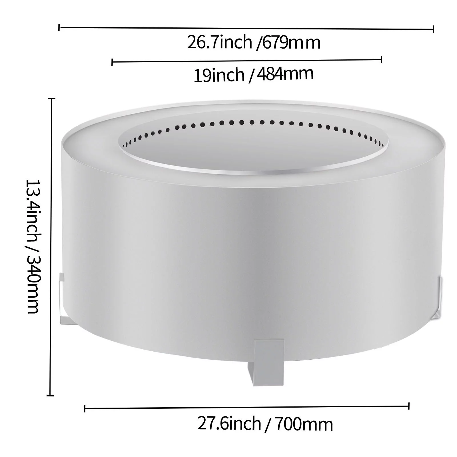 VEVOR Smokeless Fire Pit, Stainless Steel Stove Bonfire, 27.6 inch Diameter Wood Burning Fire Pit