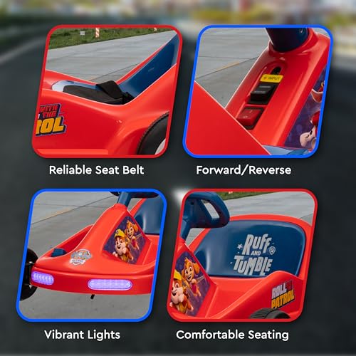 Bluey 12V Electric Go Kart for Kids, Electric Ride-On Toy with Lights, Seat Belt, Ages 3-6, Durable PVC and Iron Construction, Rechargeable Battery
