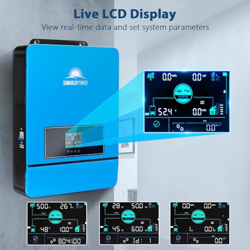 SUNGOLDPOWER 10000W DC 48V UL1741 Solar Inverter,Split Phase,Built-in 2 MPPT Solar Controllers,Max. 200A Battery Charging