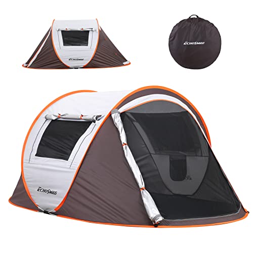 EchoSmile Camping Instant Pop Up Tent, 2/4/6/8/10 Person, Water Resistant Dome, Easy Setup for Camping Hiking and Outdoor, Portable with Carry Bag