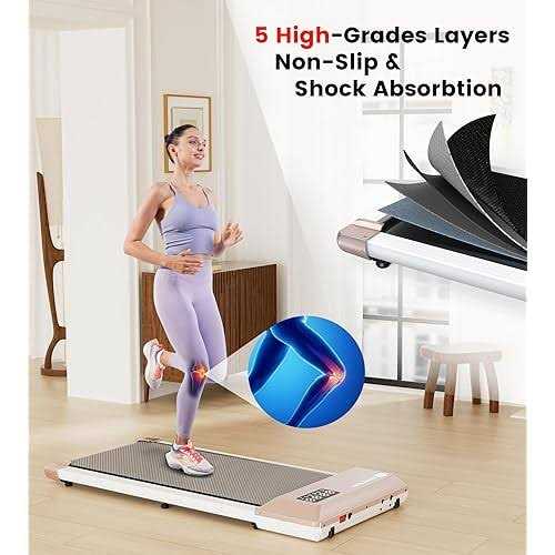 DeerRun Walking Pad 2 in 1 Under Desk Treadmill 2.5HP Low Noise Walking Pad Running Jogging Machine with Remote Control for Home Office