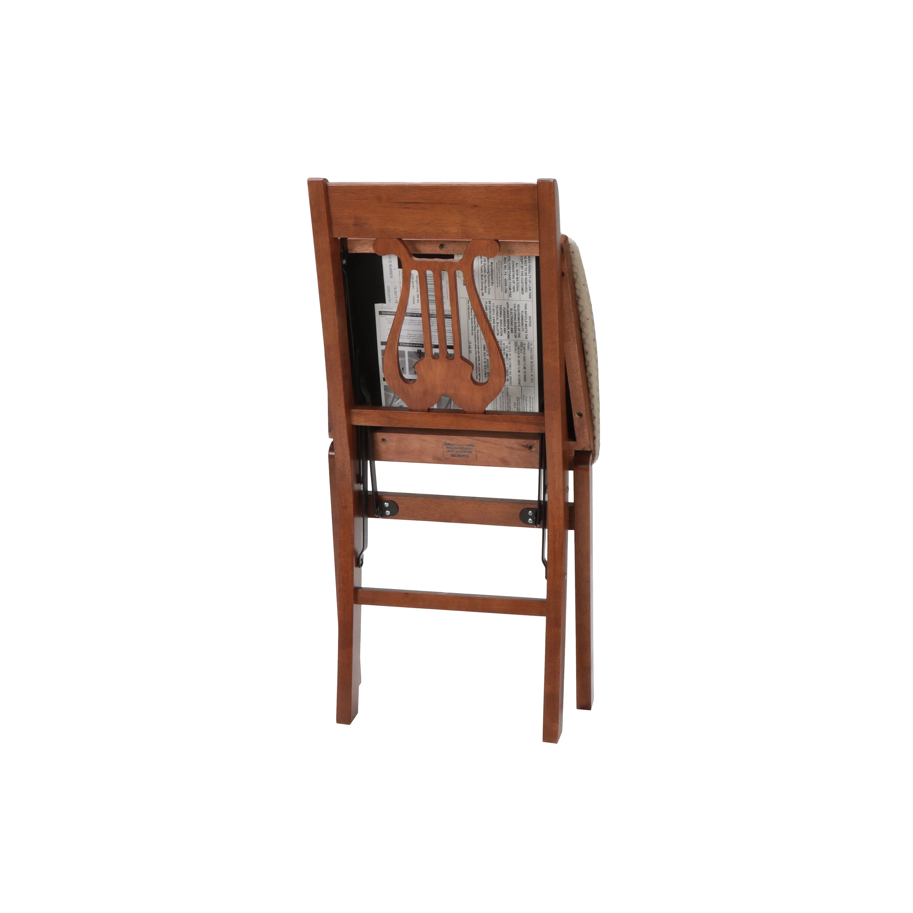 Stakmore Hardwood Traditional Music Back Folding Chair - Light Cherry Finish and Blush Upholstery (2 Pack)