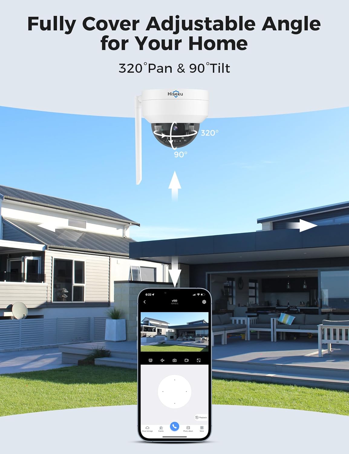 [3TB Storage] Hiseeu Security Cameras Wireless Outdoor System with 15" LCD Monitor 10CH NVR,5MP PTZ Dome Security Cameras System