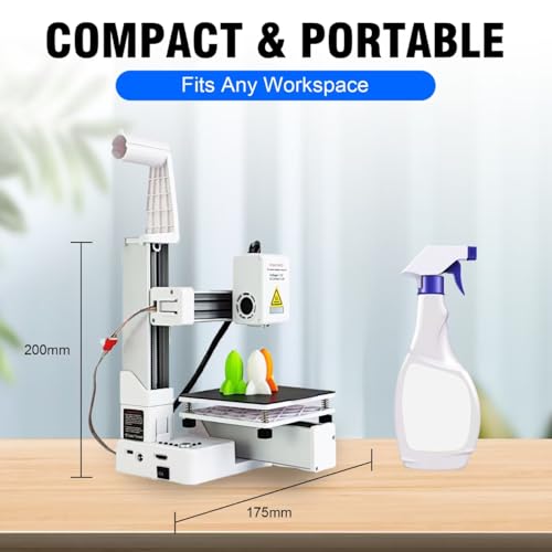 K10 Small Entry Level Portable 3D Printer - Compact FDM 3D Printer with Removable Build Plate, 100x100x100mm Build Volume