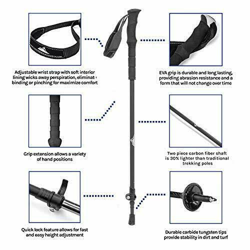 Cascade Mountain Tech Ultralight Carbon Fiber Eva Grip Hiking Trekking Poles