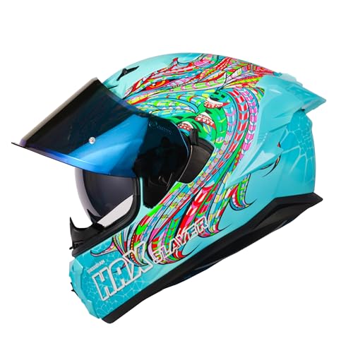 HAX Obsidian Pro Full Face Dual Visor Adult Motorcycle Helmet for Motorbike Street Bike with Pinlock Ready DOT Approved Matte Pink M
