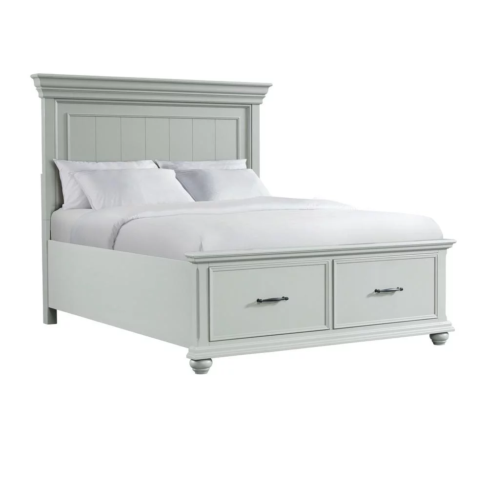 Picket House Furnishings Brooks Queen Platform Storage 4PC Bedroom Set in Grey